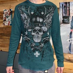 Y2k mens faded glory skull tee great conditon size medium, preloved